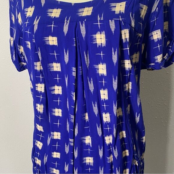 Anthroplogie Holding Horses Blue Abstract Tunic Top W/ Pockets Women's Size M - Picture 10 of 16